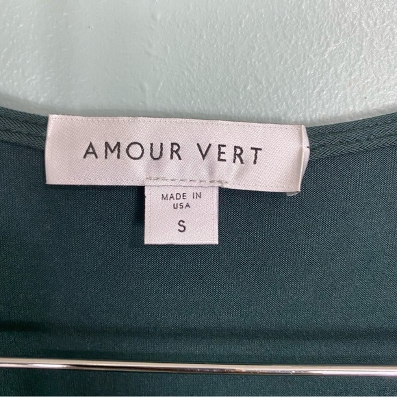 Amour Vert Hali Midi Dress Front Knot Short Sleeve Stretch‎ Sz S Comfort - Picture 3 of 6